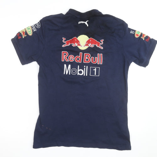 Puma Red Bull Racing Mens Blue XL Embroidered Short Sleeve Polo Shirt