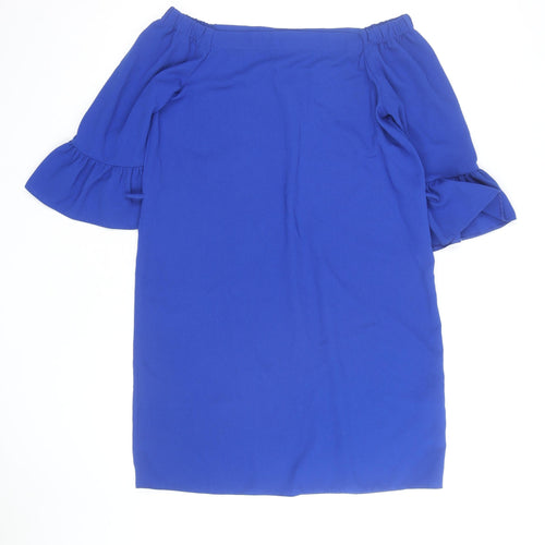 Dorothy Perkins Women’s Blue Off Shoulder Frill Sleeve Shift Dress Size 10