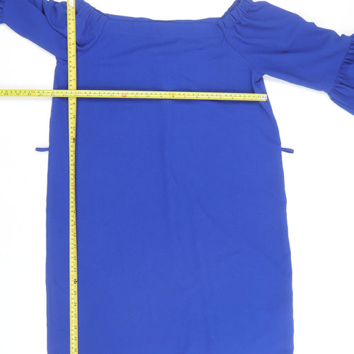 Dorothy Perkins Women’s Blue Off Shoulder Frill Sleeve Shift Dress Size 10