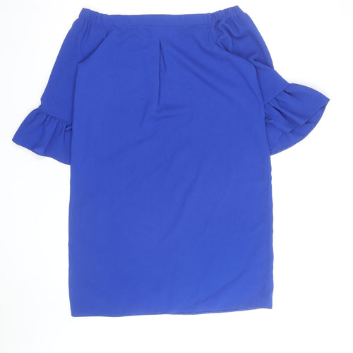 Dorothy Perkins Women’s Blue Off Shoulder Frill Sleeve Shift Dress Size 10