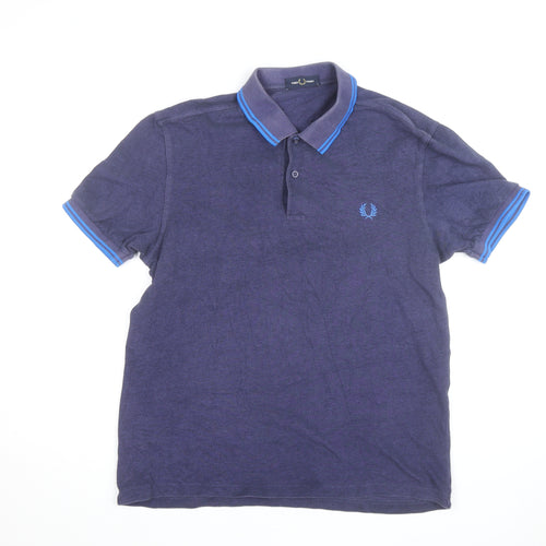 Fred Perry Men's Blue Cotton Polo Shirt Size L Classic Preppy Style