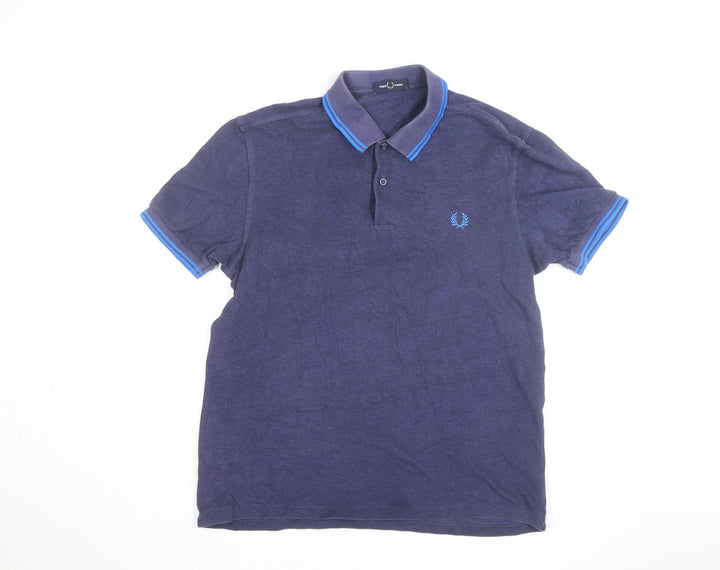 Fred Perry Men's Blue Cotton Polo Shirt Size L Classic Preppy Style