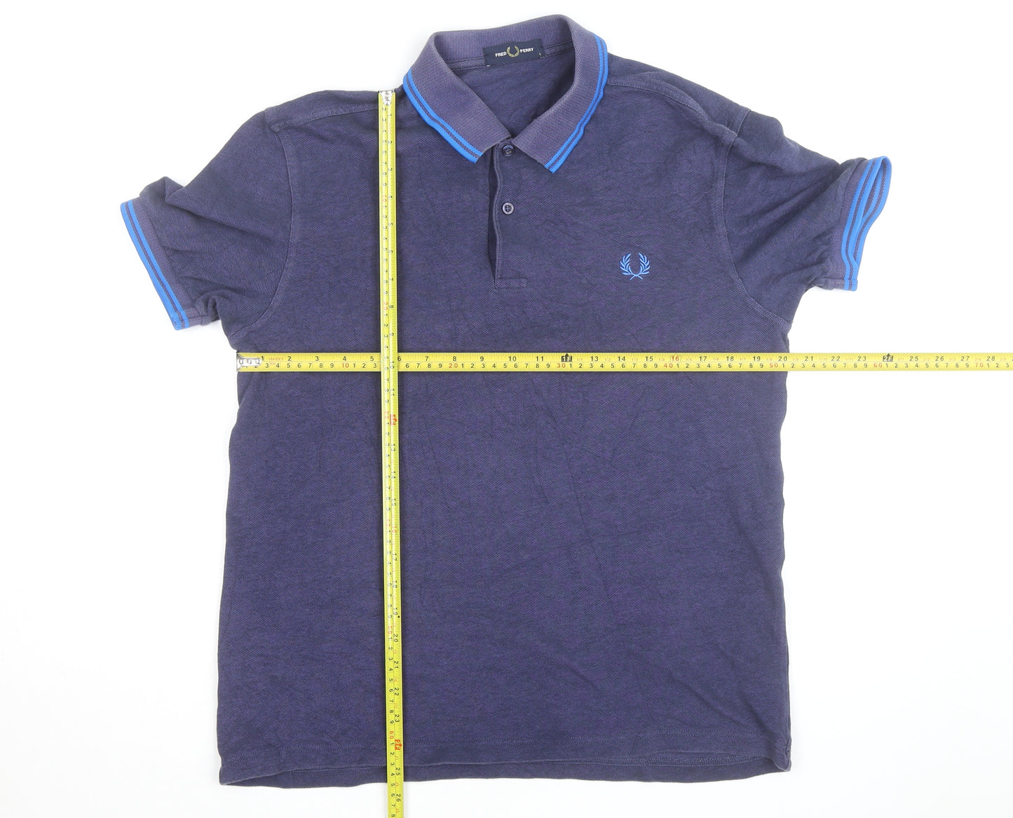 Fred Perry Men's Blue Cotton Polo Shirt Size L Classic Preppy Style