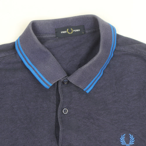 Fred Perry Men's Blue Cotton Polo Shirt Size L Classic Preppy Style