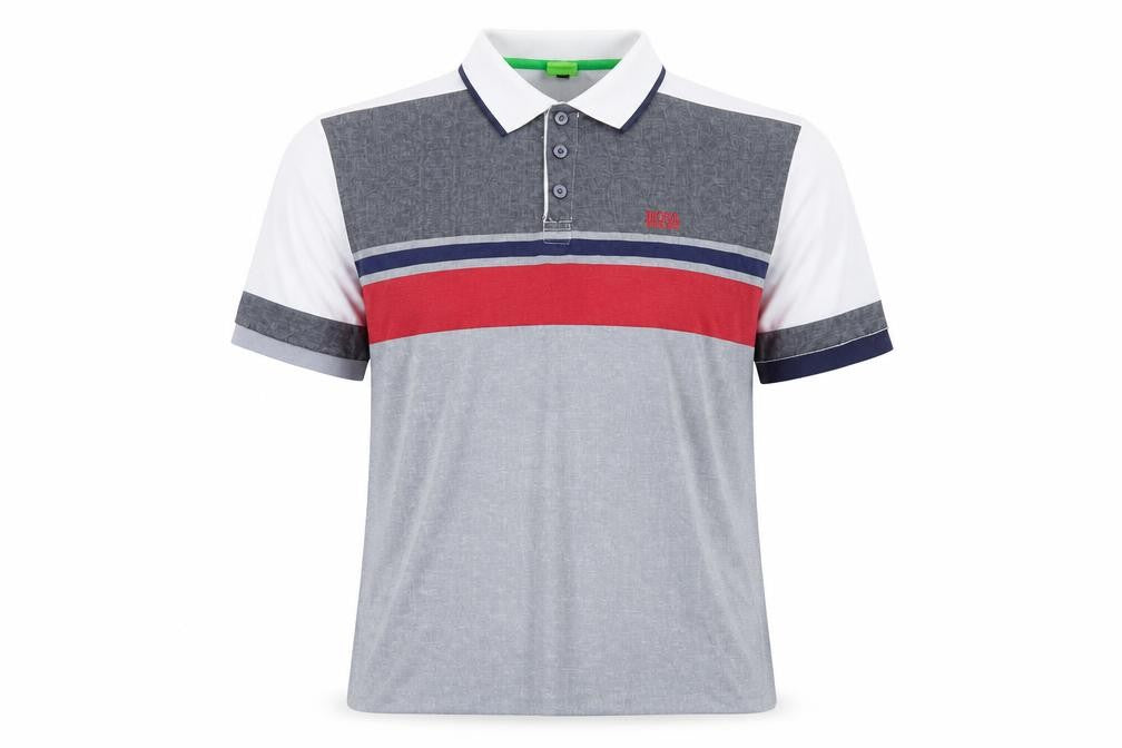 BOSS Mens Multicoloured 2XL Polo Shirt Cotton Blend Colourblock