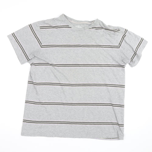 GAP Men’s Grey Striped Crew Neck Cotton T-Shirt Size L