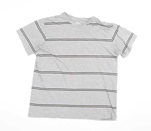 GAP Men’s Grey Striped Crew Neck Cotton T-Shirt Size L