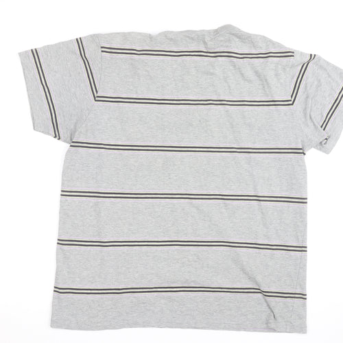 GAP Men’s Grey Striped Crew Neck Cotton T-Shirt Size L