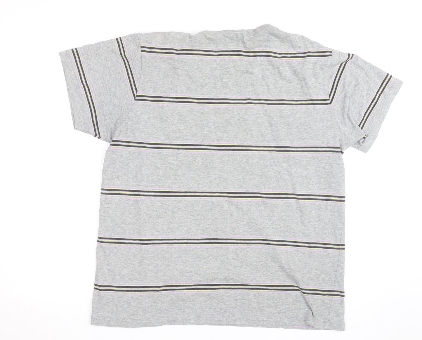 GAP Men’s Grey Striped Crew Neck Cotton T-Shirt Size L