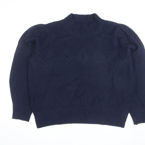 Fat Face Women's Blue High Neck Knit Jumper Size 22