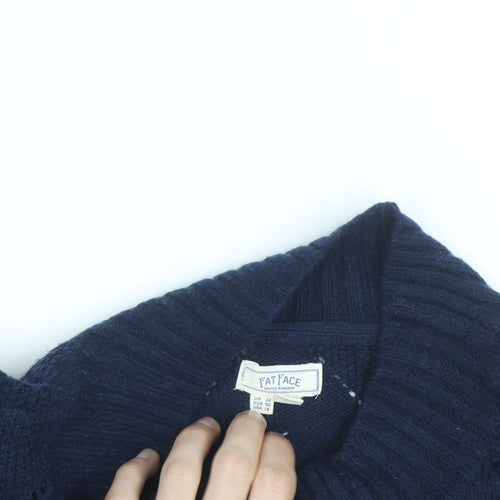 Fat Face Women's Blue High Neck Knit Jumper Size 22