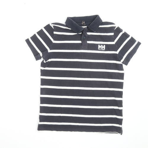Helly Hansen Men's Blue Striped Cotton Polo Shirt Size M