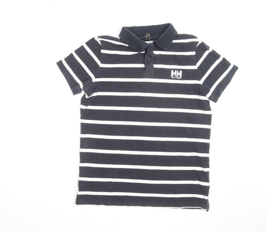 Helly Hansen Men's Blue Striped Cotton Polo Shirt Size M