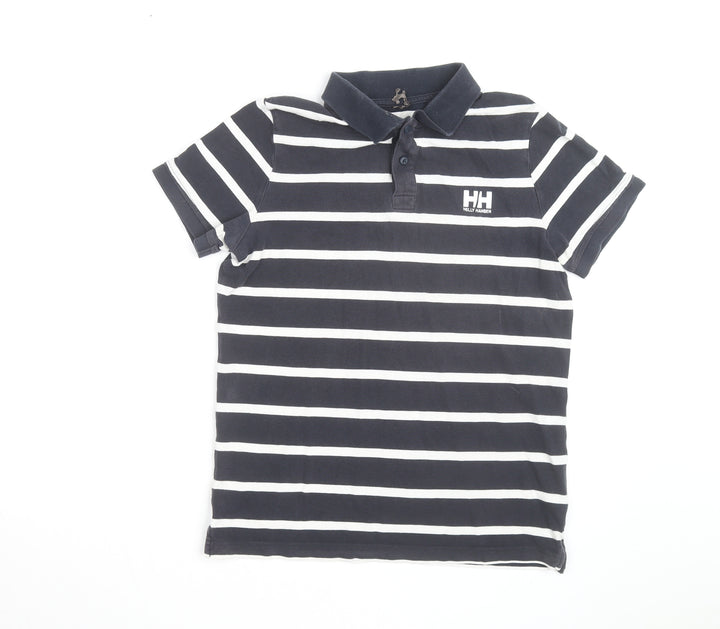 Helly Hansen Men's Blue Striped Cotton Polo Shirt Size M