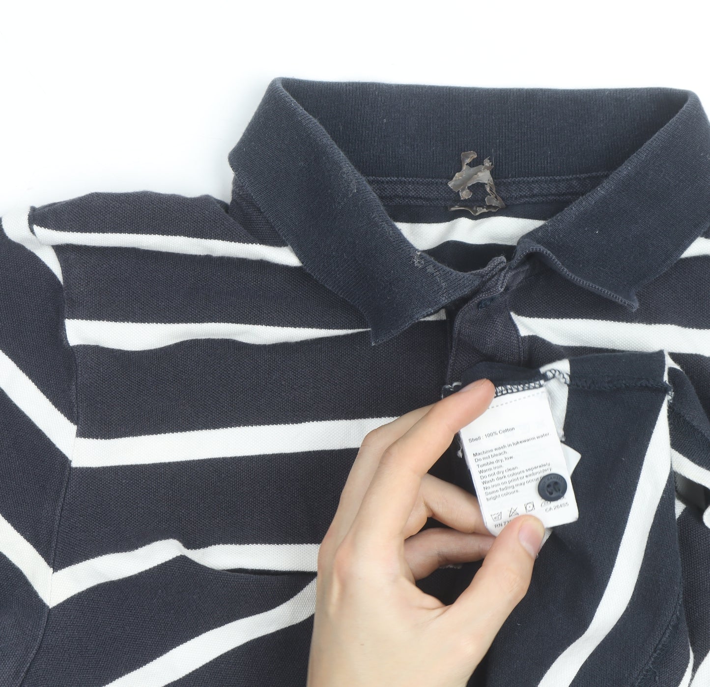 Helly Hansen Men's Blue Striped Cotton Polo Shirt Size M