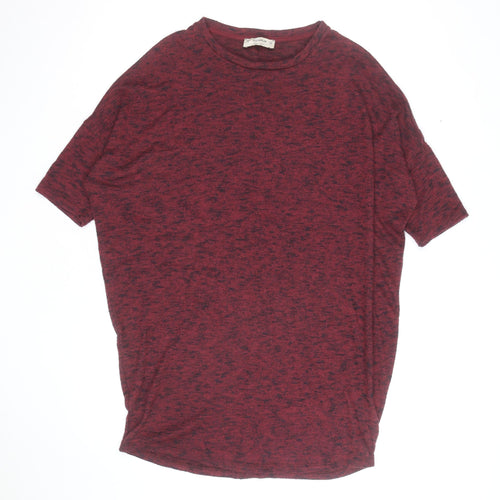 Pull & Bear Men's Red Knit Short Sleeve Pullover Jumper S