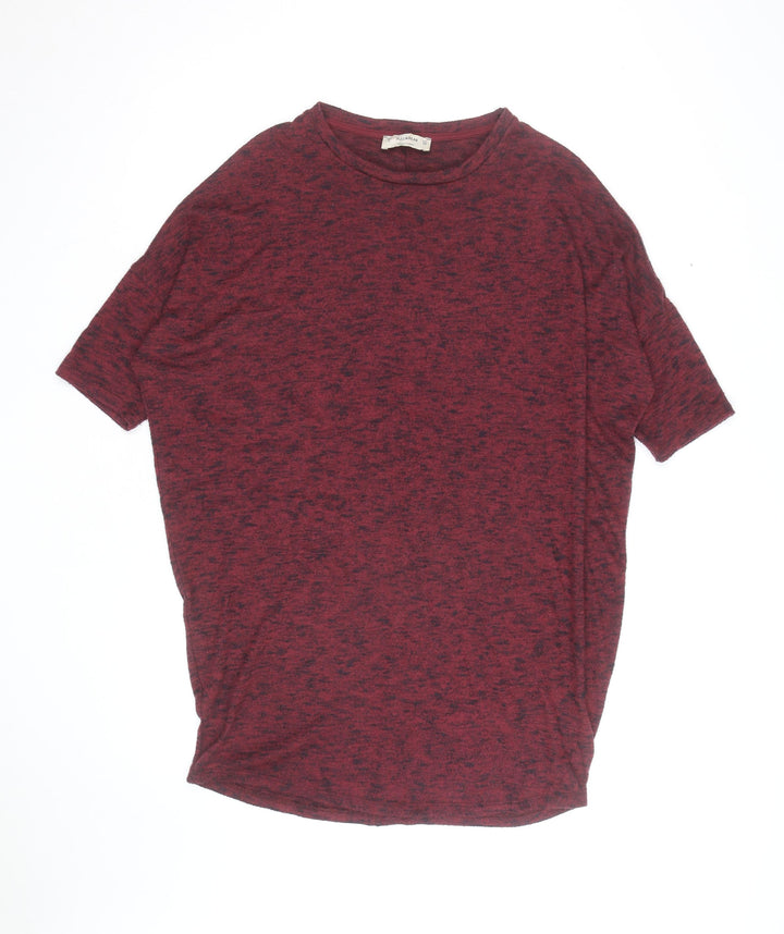 Pull & Bear Men's Red Knit Short Sleeve Pullover Jumper S