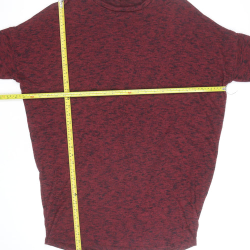 Pull & Bear Men's Red Knit Short Sleeve Pullover Jumper S