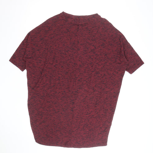 Pull & Bear Men's Red Knit Short Sleeve Pullover Jumper S