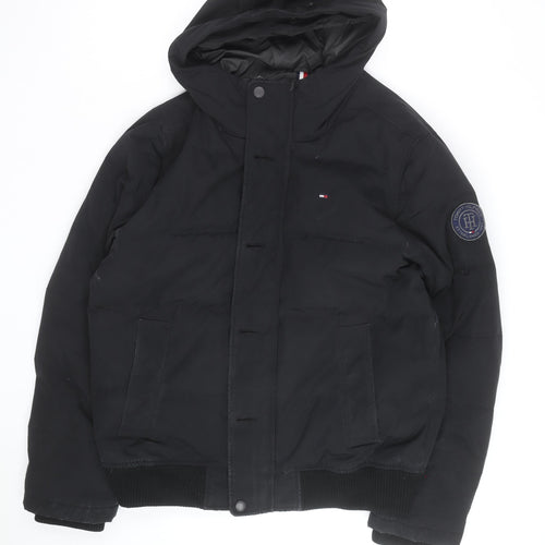 Tommy Hilfiger Men's Black Hooded Puffer Jacket Size M Winter Coat