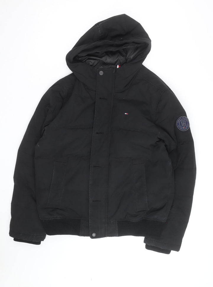 Tommy Hilfiger Men's Black Hooded Puffer Jacket Size M Winter Coat