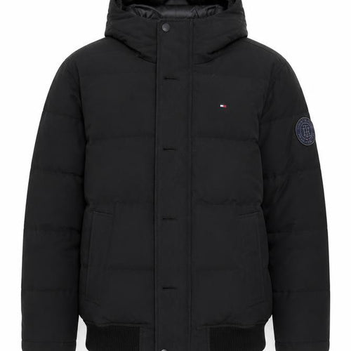 Tommy Hilfiger Men's Black Hooded Puffer Jacket Size M Winter Coat