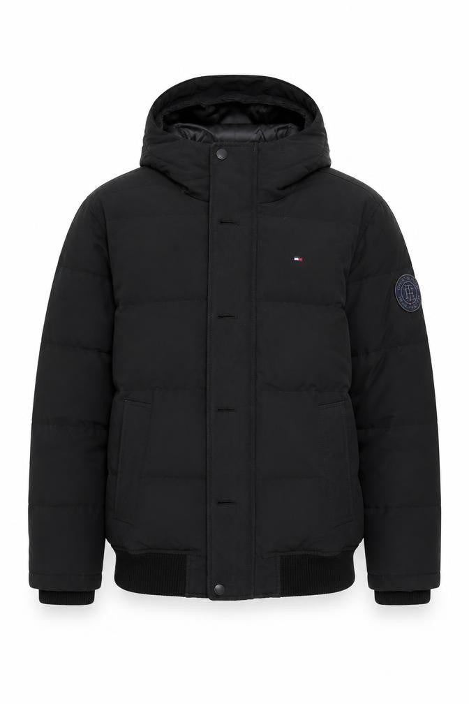 Tommy Hilfiger Men's Black Hooded Puffer Jacket Size M Winter Coat