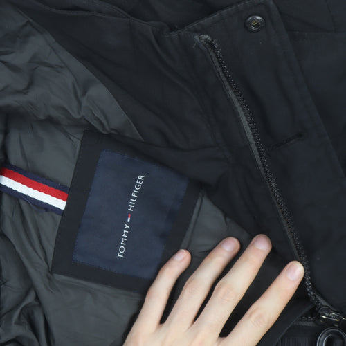 Tommy Hilfiger Men's Black Hooded Puffer Jacket Size M Winter Coat