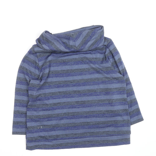 Klass Men Blue Striped Roll Neck Pullover Jumper XL
