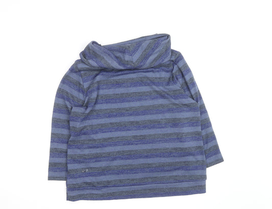 Klass Men Blue Striped Roll Neck Pullover Jumper XL