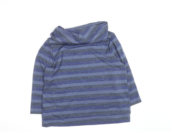 Klass Men Blue Striped Roll Neck Pullover Jumper XL
