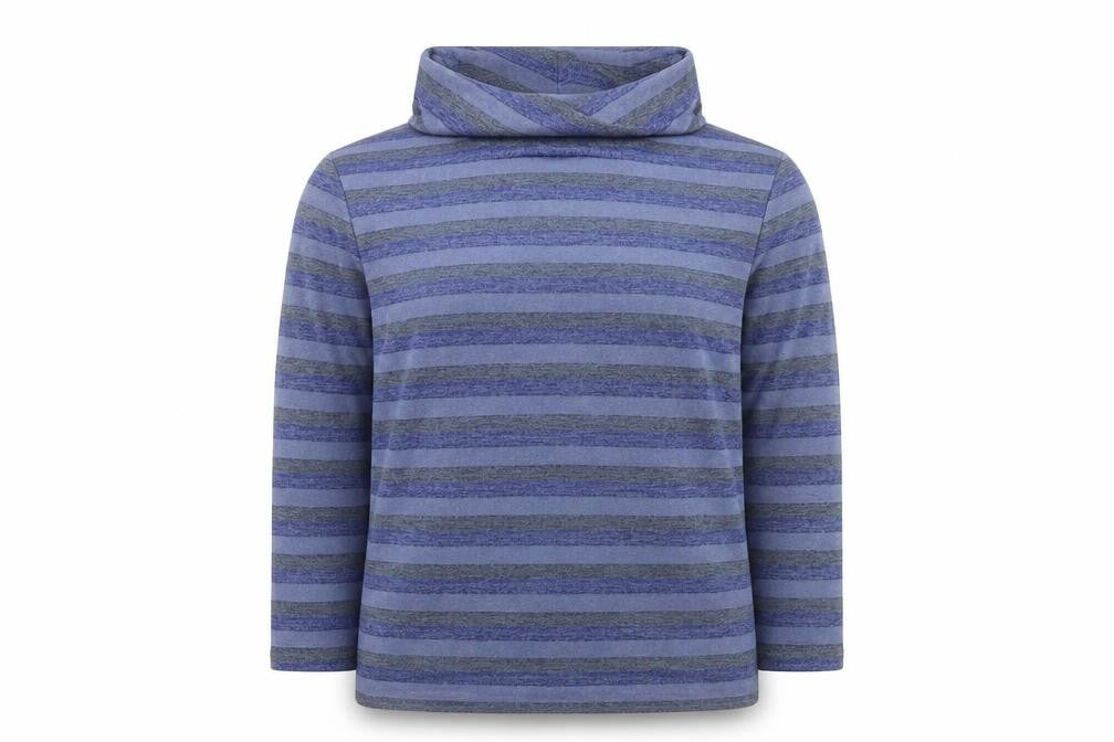 Front view of Klass Men Blue Striped Roll Neck jumper XL