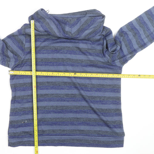 Klass Men Blue Striped Roll Neck Pullover Jumper XL