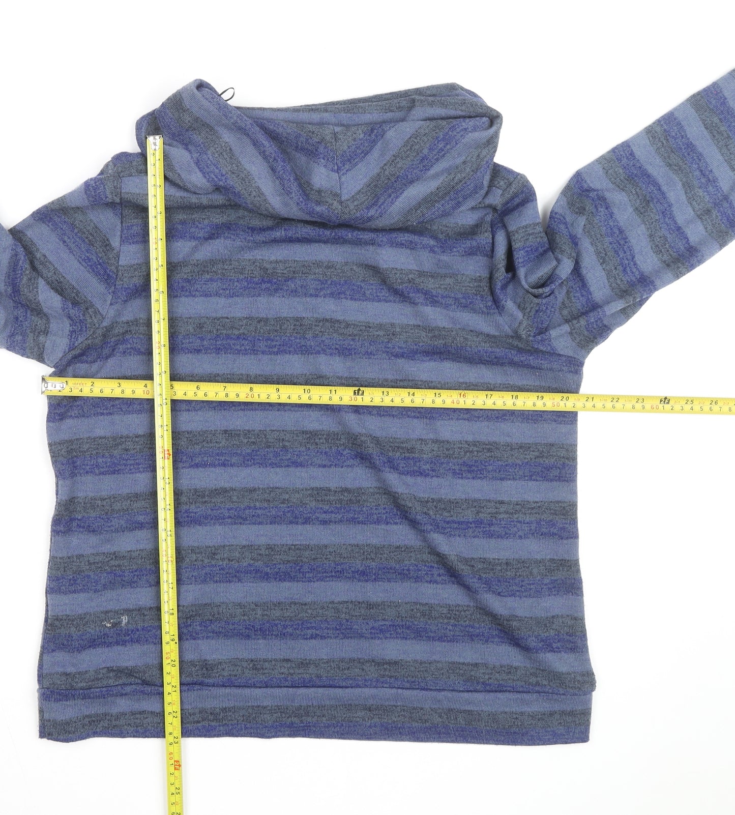 Klass Men Blue Striped Roll Neck Pullover Jumper XL