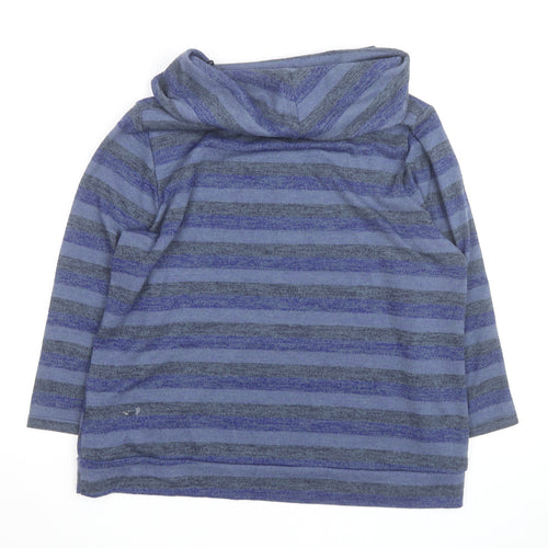 Klass Men Blue Striped Roll Neck Pullover Jumper XL