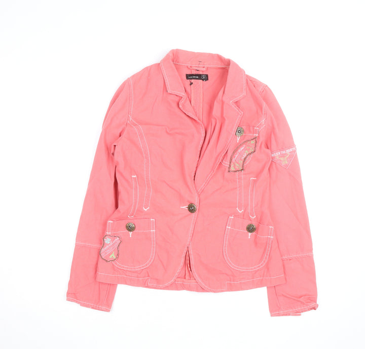 Zone Libre Women Pink Cotton Long Sleeve Button Blouse M