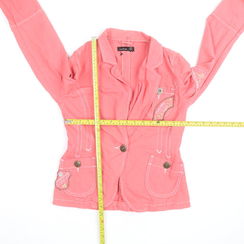Zone Libre Women Pink Cotton Long Sleeve Button Blouse M