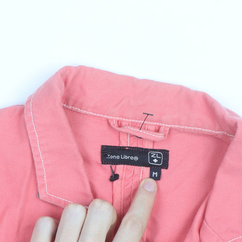 Zone Libre Women Pink Cotton Long Sleeve Button Blouse M