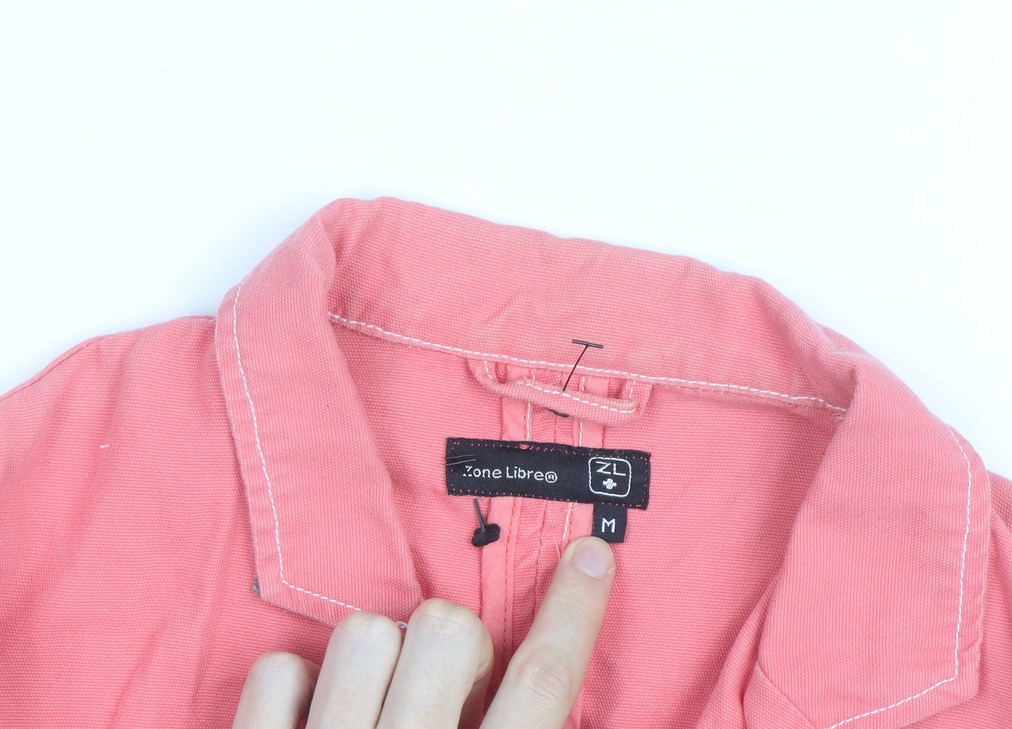Zone Libre Women Pink Cotton Long Sleeve Button Blouse M