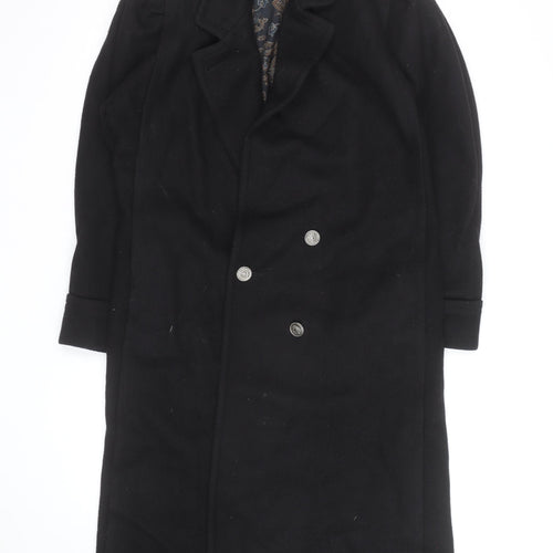 Jofeld Men’s Black Wool Long Overcoat Classic 40in