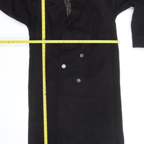 Jofeld Men’s Black Wool Long Overcoat Classic 40in