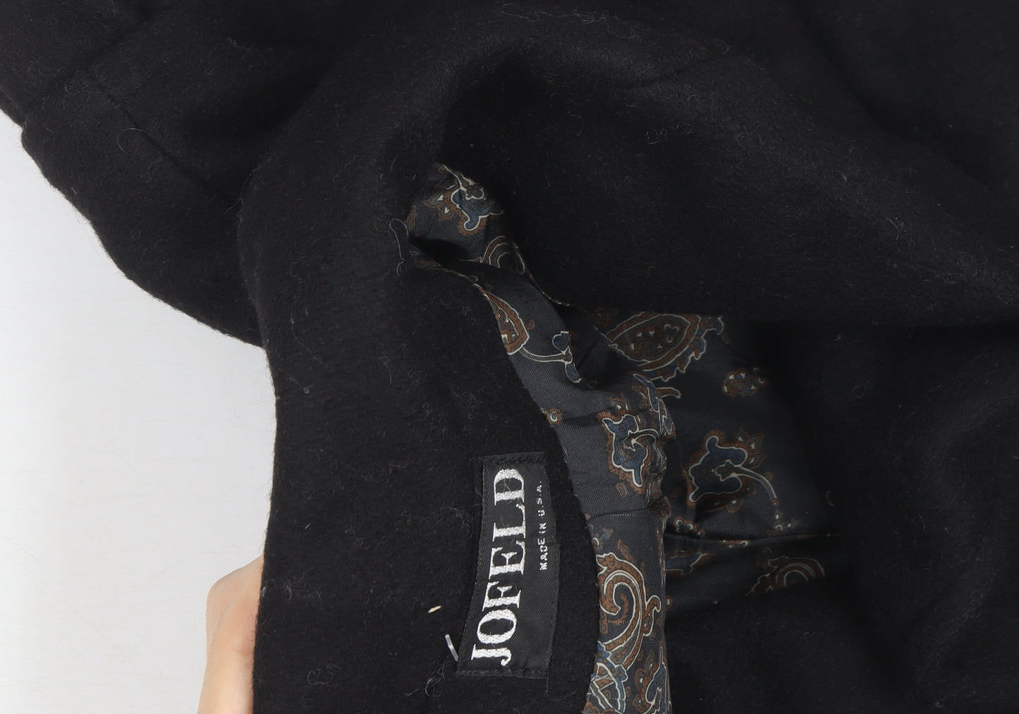 Jofeld Men’s Black Wool Long Overcoat Classic 40in