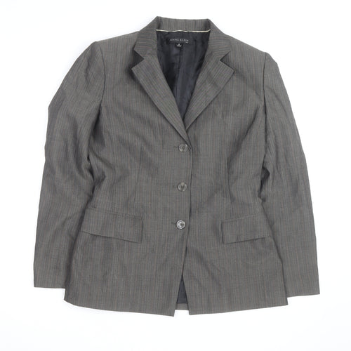Anne Klein Women Grey Pinstripe Suit Jacket Size M Classic Fit