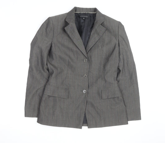 Anne Klein Women Grey Pinstripe Suit Jacket Size M Classic Fit