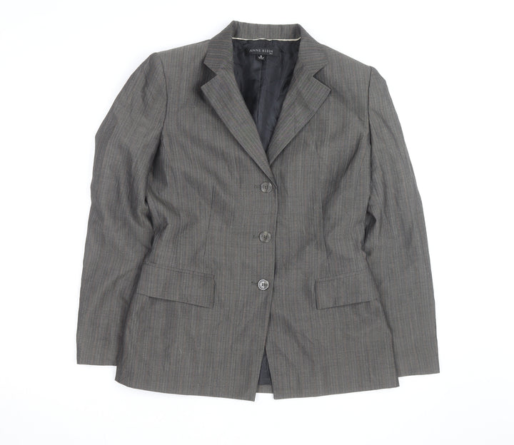 Anne Klein Women Grey Pinstripe Suit Jacket Size M Classic Fit