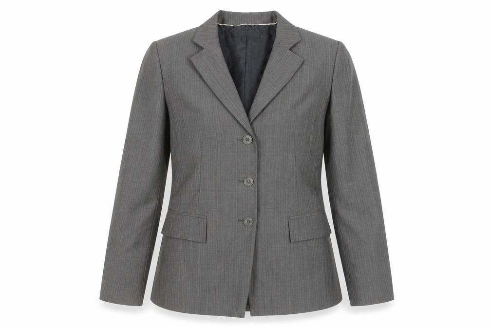 Anne Klein Women Grey Pinstripe Suit Jacket Size M Classic Fit