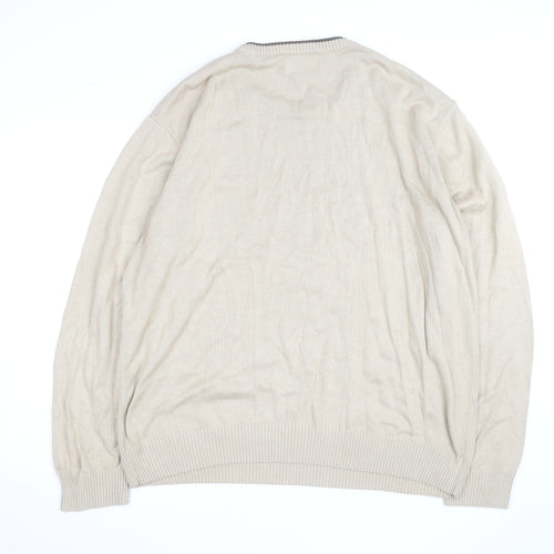 U.S. Polo Assn. Men’s Beige 2XL Cotton Crew Neck Pullover Jumper