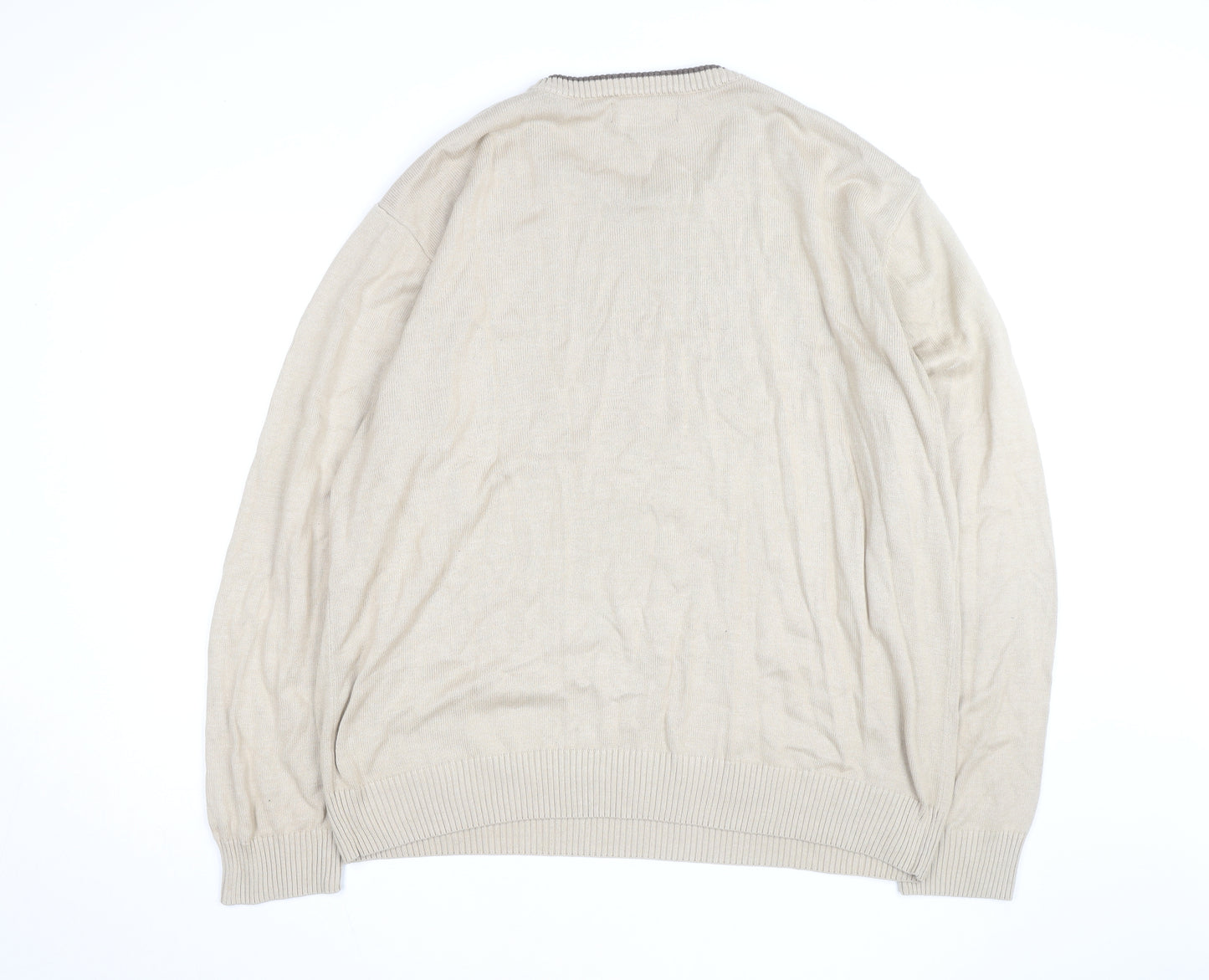 U.S. Polo Assn. Men’s Beige 2XL Cotton Crew Neck Pullover Jumper