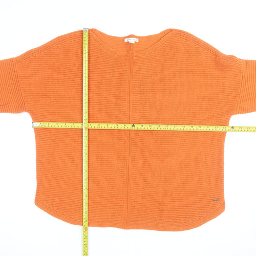 Weird Fish Women's Orange Chunky-Knit Cotton Jumper Size 12