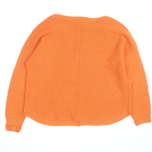 Weird Fish Women's Orange Chunky-Knit Cotton Jumper Size 12